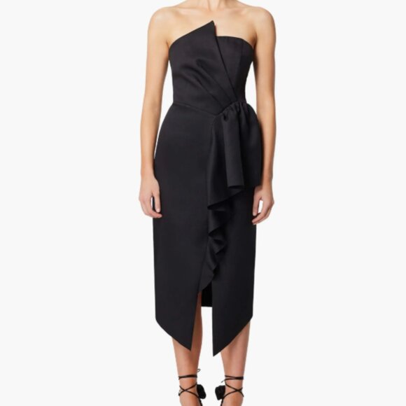 Elliatt Reception Cascade Ruffle Strapless Midi Length Dress | Size XS - Picture 1 of 14